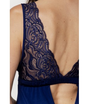 Espalda de encaje de nuisette azul noche en micromodal